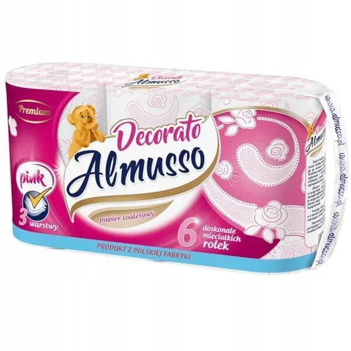 Zdjęcie produktu Ekskluzywny Papier Toaletowy Almusso Decorato Różowy 3-warstwowy 36 rolek