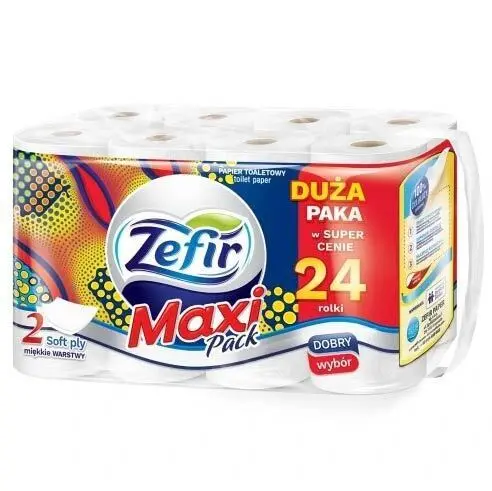 Zdjęcie produktu Papier Toaletowy Zefir Maxi Pack papier biały 2 warstwowy 24 rolki 