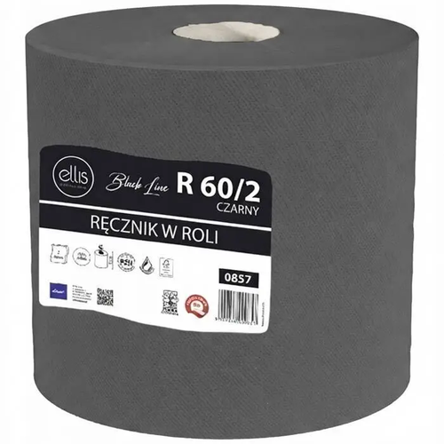 Zdjęcie produktu Ręcznik Papierowy Czarny Ellis Black Maxi R60 60m Bardzo Chłonny 2 warstwowy 19cm 1 szt.