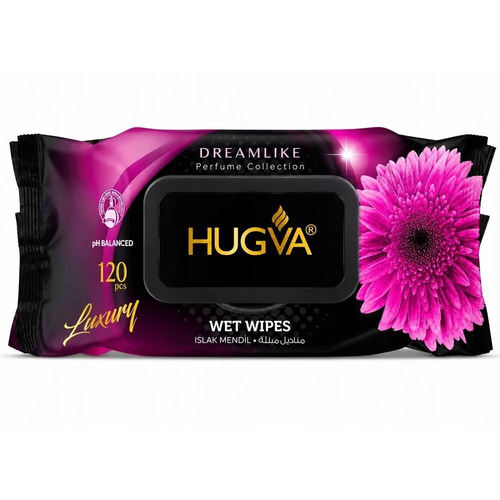Zdjęcie produktu Chusteczki Nawilżające z klapką Hugva dremlike Luxury do rąk nawilżają skórę 120szt. 