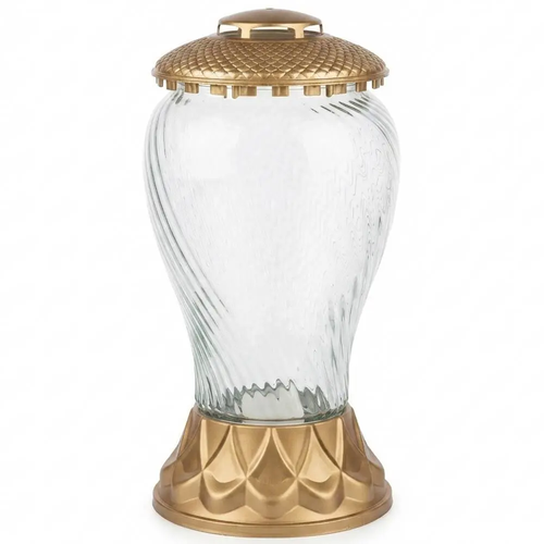 Zdjęcie produktu Znicz Szklany Santa Marozza Sapporo na grób elegancki Złoty Metalizowany 34cm