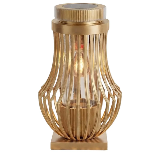 Zdjęcie produktu Znicz Solarny Szklany Santa Marozza Atena na grób elegancki Złoty Metalizowany 32cm