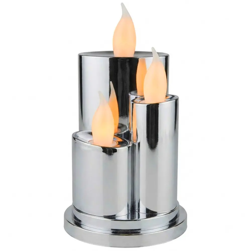 Zdjęcie produktu Znicz Wkład do Zniczy Swieca LED Srebrny ciepłe światło 3 filary baterie w komplecie 16cm 1 szt.