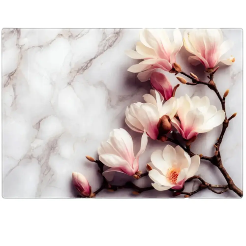 Zdjęcie produktu Deska Szklana do Krojenia Magnolia Dekoracyjna do Kuchni Podkładka 40x30 cm