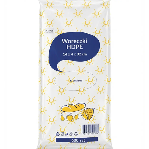 Zdjęcie produktu Woreczki na Pieczywo Bułki Drożdżówki Warzywa Mięso HDPE 14/4/32 600 szt.