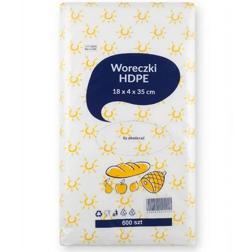 Zdjęcie produktu Woreczki na Pieczywo Bułki Drożdżówki Warzywa Mięso HDPE 18/4/35 600 szt.