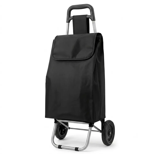 Zdjęcie produktu Wózek na Zakupy na Kółkach Feniks Stabilny Solidny Czarny 35x28x92 cm Pojemna Torba 33  L 