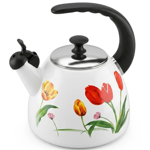 Zdjęcie produktu Czajnik Emaliowy Feniks Stalowy Tulipany z Antyalergiczną Powłoką 2,5 L