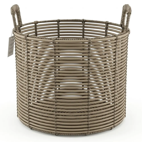 Zdjęcie produktu Donica Rattanowa z Uchem Baket Duża Tarasowa Ogrodowa Balkonowa Kwietnik 37cm x 29-36cm