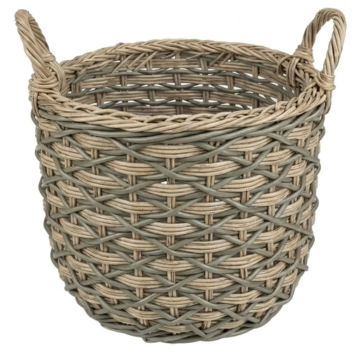 Zdjęcie produktu Donica Rattanowa z Uchem Nami Wave Tarasowa Ogrodowa Balkonowa Kwietnik 29 x 32-37cm