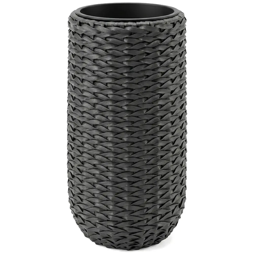 Zdjęcie produktu Donica Rattanowa z Wkładem Wysoka Scale Tall Antracyt Tarasowa Ogrodowa Rattan Kwietnik 30-34 x 65cm