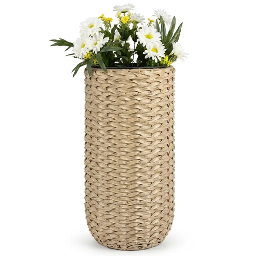 Zdjęcie produktu Dnica Rattanowa z Wkładem Wysoka Scale Tall Beżowa Tarasowa Ogrodowa Kwietnik 30-34 x 65cm