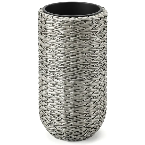 Zdjęcie produktu Donica Rattanowa z Wkładem Scale Tall Szara Wysoka Tarasowa Ogrodowa Rattan Kwietnik 30-34 x 65cm