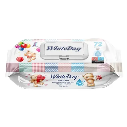 Zdjęcie produktu Chusteczki Nawilżane z Klipsem WhiteDay Bear do czyszczenia rąk zamykane 72 sztuki 