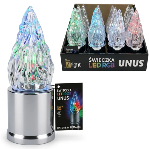 Zdjęcie produktu Wkład Znicz Świeca LED RGB Zmienia Kolory do Zniczy Baterie w Komplecie 15cm 