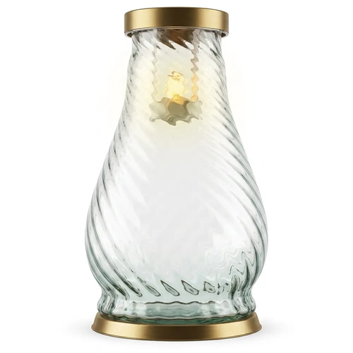Zdjęcie produktu Znicz Solarny Szklany Santa Marozza Amsterdam na grób elegancki Złoty Dekiel 33cm