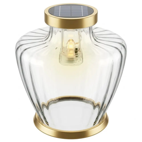 Zdjęcie produktu Znicz Solarny Szklany Santa Marozza Rotterdam na grób elegancki Złoty Metalizowany 27cm