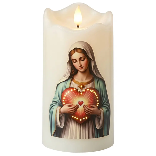 Zdjęcie produktu Wkład Znicz Świeca LED do Zniczy Subito Maria Matka Boska 1127 na baterie Ciepły Płomień 16cm