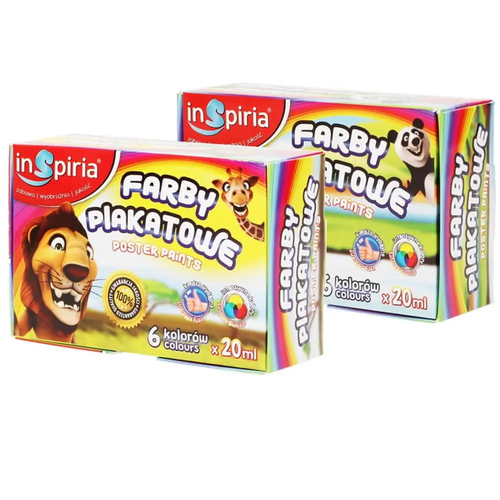 Zdjęcie produktu Farby Plakatowe Szkolne Inspiria 6 Kolorów do Malowania mix wzór 1 opak.