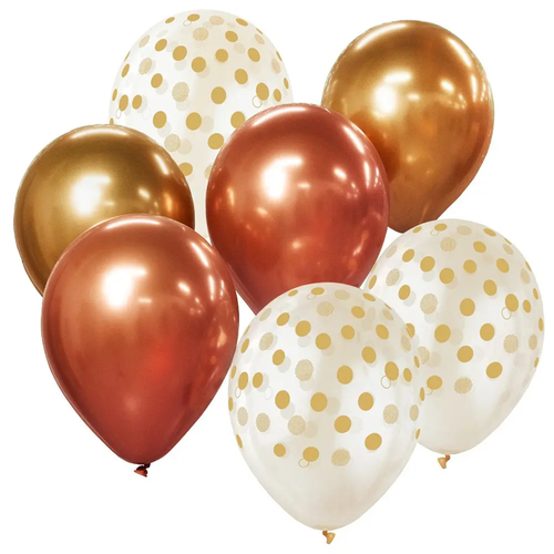Zdjęcie produktu Zestaw Balonów na Hel Na Urodziny Złoto-Miedziane 30 cm 7 sztuk