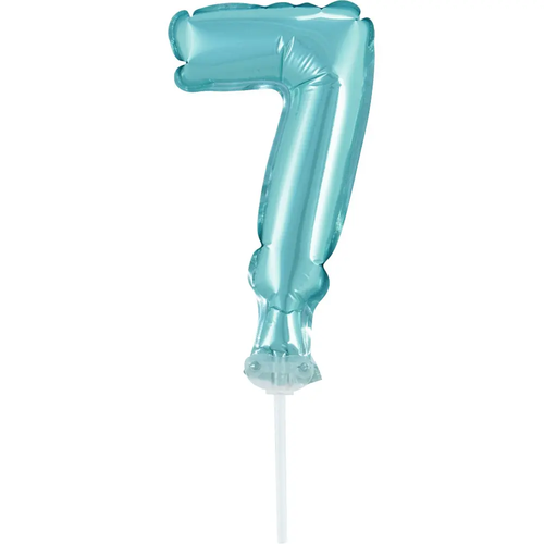 Zdjęcie produktu Balon Foliowy Cyfra 7 Błękitny Na Urodziny Imprezę Przyjęcie na Torf Ciasto 13 cm