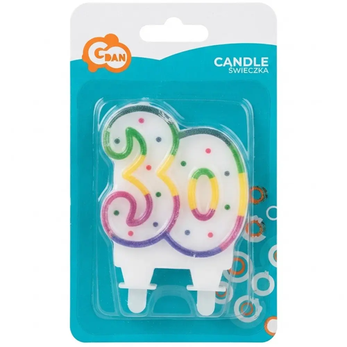Zdjęcie produktu Świeczka Cyferka na Tort Urodzinowy Cyfra 9 z Kropeczkami 8 cm