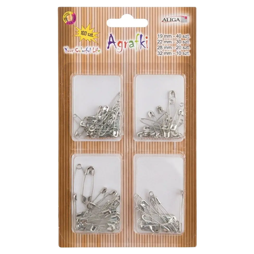 Zdjęcie produktu Agrafki Aliga Mix Rozmiarów Zestaw 19-32mm 100szt.