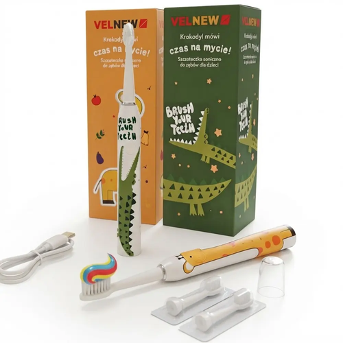 Zdjęcie produktu Szczoteczka Soniczna do Zębów z Atestem PZH Velnew 3 Tryby z Bateriami inteligentny Timer mix kolor 1 szt.