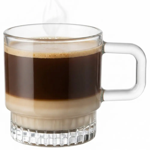 Zdjęcie produktu Filiżanka Szklana z Uchem do Kawy Herbaty Stella 240 ml 1 szt.