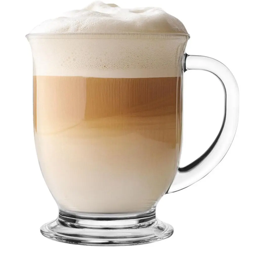 Zdjęcie produktu Kubek Szklany z Uchemn na Kawę Herbatę Sok Kubas Trwały i Elegancki 400ml