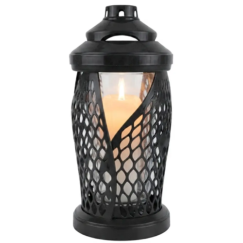 Zdjęcie produktu Znicz Szklany na Cmentarz Ida Lampion Czarny z Wkładem Parafinowym 32cm