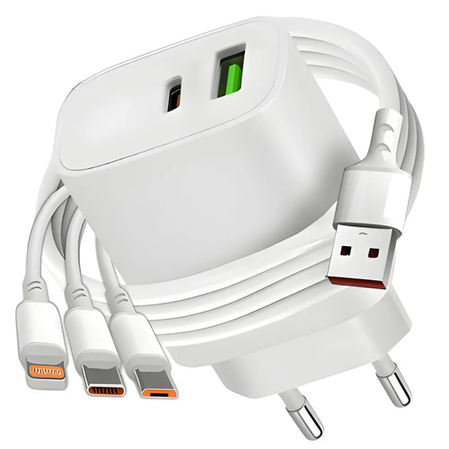 Zdjęcie produktu Szybka Ładowarka do Telefonu Seciowa 20w USB i usb-c + kabel 3w1 do Iphone