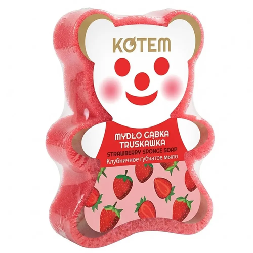 Zdjęcie produktu Mydło w Gąbce Kotem Miś dla dzieci z Truskawka Zapachowe 