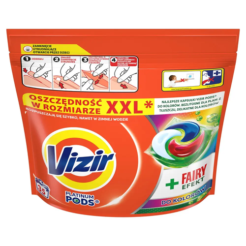 Zdjęcie produktu Kapsułki do Prania Vizir Platinum Pods XXL + Fairy Efekt do Kolorów 