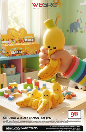 Zdjęcie produktu Gniotek Antystresowy Gniotka Wesoły Banan do Ściskania Powraca do kształtu 1 szt.