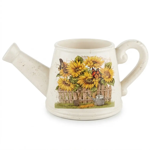 Osłonka Ceramiczna na Doniczkę Kwiaty Konewka Biała Dekoracyjna 36x19,5x17,5 cm Mix Wzór
