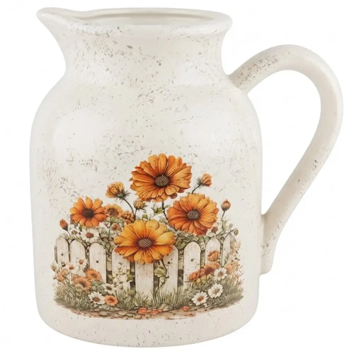 Zdjęcie produktu Osłonka Ceramiczna na Kwiaty Dzbanek 1191 Biała Dekoracyjna 22x16x21,5 cm mix wzór 1 szt.