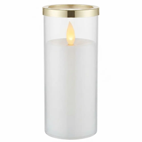 Wkład Znicz Świeca LED Tuba Biało Złoty Żółte Światło Lampa Dekoracyjna 5,5x13cm 