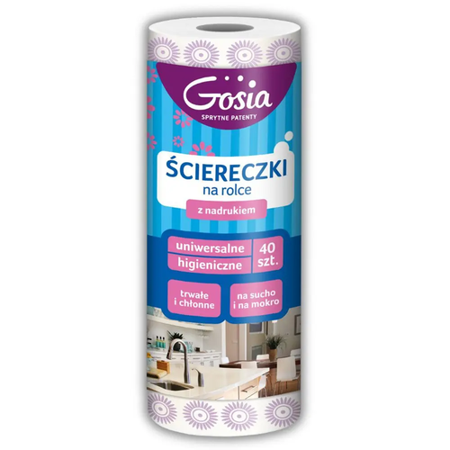 Ścierka na Rolce Domowa Uniwersalna z Nadrukiem Chłonna do Kurzu Mebli 40szt 25x30 cm