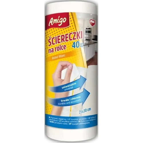 Ścierka na Rolce Domowa Uniwersalna Amigo Chłonna do Kurzu Mebli 40szt 25x30 cm