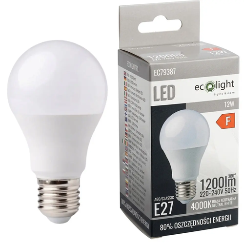Zdjęcie produktu Żarówka Świetlówka LED Ecolight Classic Eco E27 12kWh F 1200lm 220-240V 50hz 4000K Biała Neutralna 