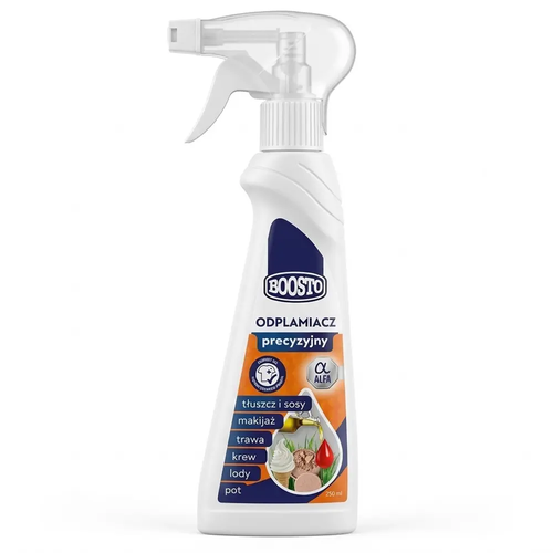 Odplamiacz Precyzyjny Boosto Alfa na Tłuszcz i sosy makijaż trawa krew lody pot 250 ml
