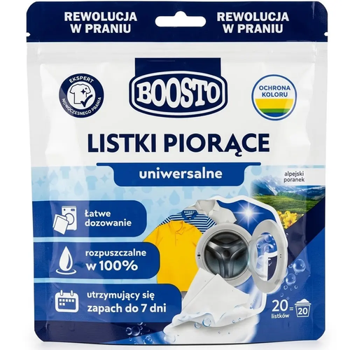Magiczne Listki Piorące do Prania Tkanin Uniwersalne Rozpuszczalne w 100% Zapach do 7 dni 20 szt