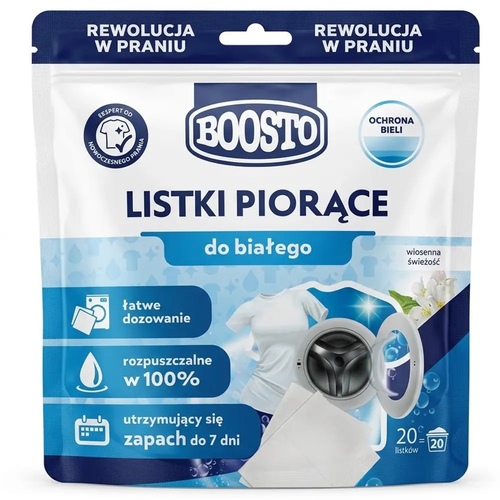 Magiczne Listki Piorące do Prania Tkanin do Białego Wiosenna Świeżość Zapach do 7 dni 20 szt
