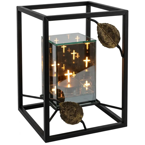 Ramka do Znicza LED Kwadrat Nowocesna Solidna Metalowa 5768 20 x 20 x 26 cm 