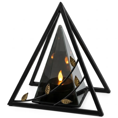 Ramka do Znicza LED Piramida Nowocesna Solidna Metalowa 5775 25 x 16 x 26 cm 