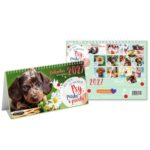 Kalandarz Biurkowy 2027 rok z Pieskami Psy Pieski Produkt Polski 