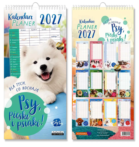 Kalandarz Biurkowy Planer 2027 rok z Psami Pieskami Produkt Polski MIX