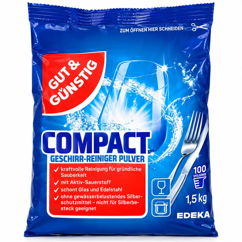 Proszek do Zmywarki Gut&Gunstig Compact Skutecznie Eliminuje Tłuszcz i Plamy 1,5 kg