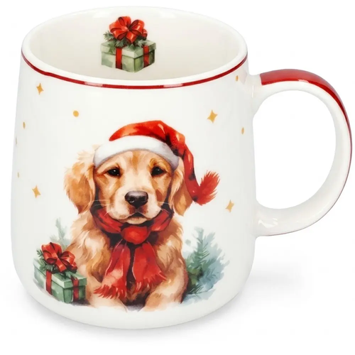 kubek świąteczny, kubek porcelanowy, kubek Piesek Mikołaj, kubek na Boże Narodzenie, kubek 500 ml, kubek z uchem, kubek do kawy, kubek do herbaty, kubek na kakao, kubek z pieskiem, kubek świąteczny na prezent, porcelana świąteczna